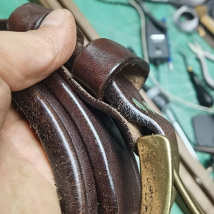 七毫米狂野牛皮腰带男士 皮带加厚特厚手工皮带定制3.9宽