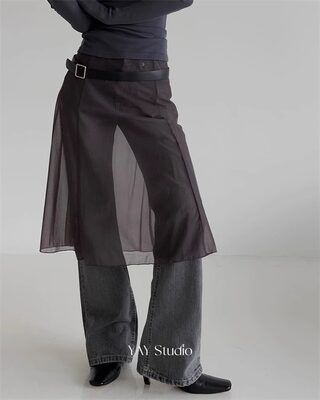 透视网纱加分搭配半身裙罩裙女