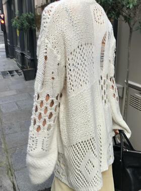 Exclusive type 韩国小众复古镂空破洞破烂不对称宽松针织衫毛衣