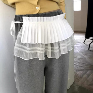 设计气质叠穿蕾丝网纱双层叠式 韩国个性 百褶屁帘 type Exclusive