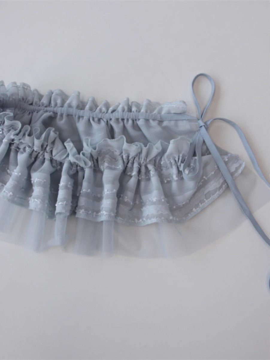 Exclusive type 韩国小众设计轻薄网纱装饰绑带裙帘腰封mini短裙