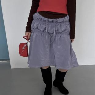 Exclusive 设计光泽感松紧腰抽绳百搭显瘦花苞半身裙 type韩国个性