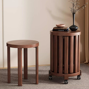 仿实木多功能组合凳子可叠放家用客厅餐桌圆凳移动边几茶几凳矮凳