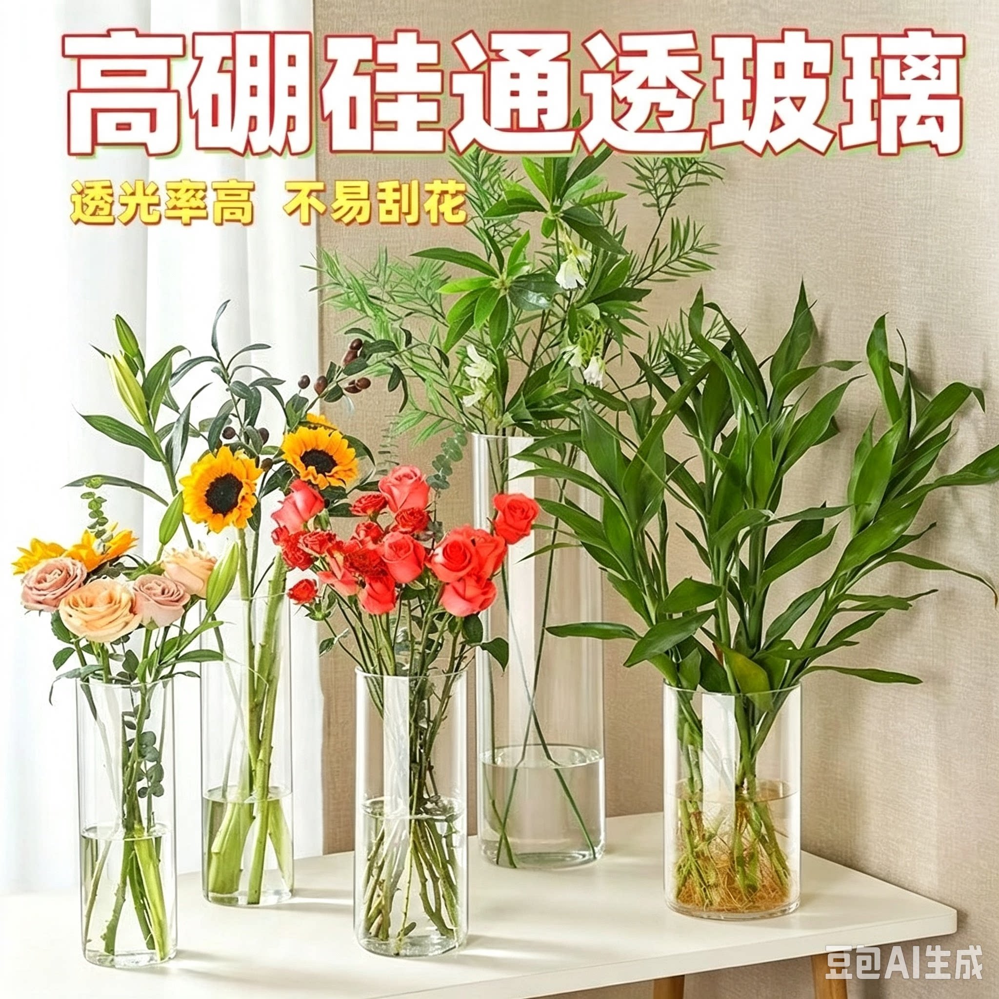 高硼硅玻璃水培花瓶桌面摆件小鱼缸茶杯水杯绿茶杯通用杯子装饰