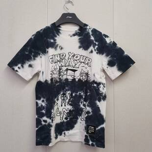 AHSR895 圆领宽松透气情侣短袖 泼墨拼色夏季 中国李宁2022肖战款