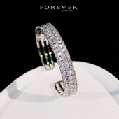 奢华小众满钻宽版 排钻手镯手饰简约锆石百搭叠戴婚礼配饰开口镯子