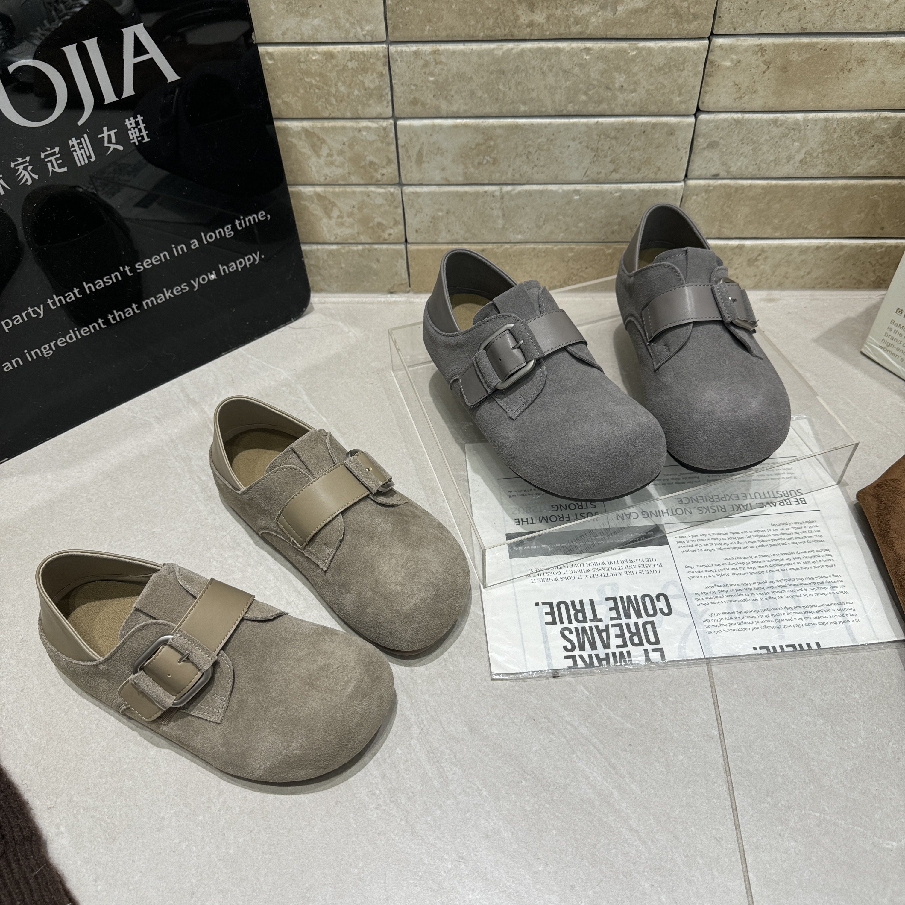 芭慕秀2026春季新款真皮纯皮平底百搭休闲女鞋勃肯鞋单鞋乐福鞋潮,女鞋,勃肯鞋/软木鞋,淘宝优惠券,粉丝福利购,淘宝优惠卷