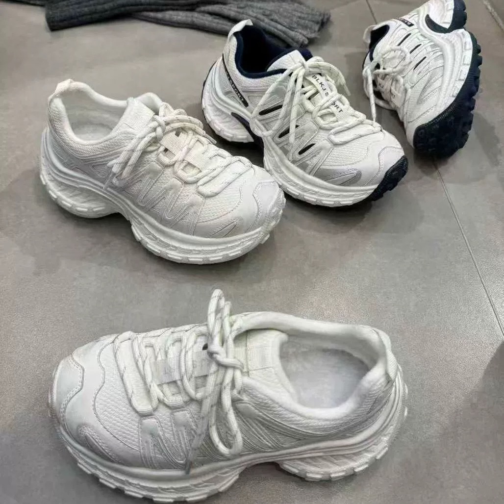 芭慕秀2025冬季新款真皮纯皮加绒厚底增高休闲鞋老爹鞋女鞋运动鞋