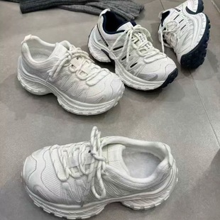 新款 运动鞋 真皮纯皮加绒厚底增高休闲鞋 女鞋 老爹鞋 芭慕秀2025冬季