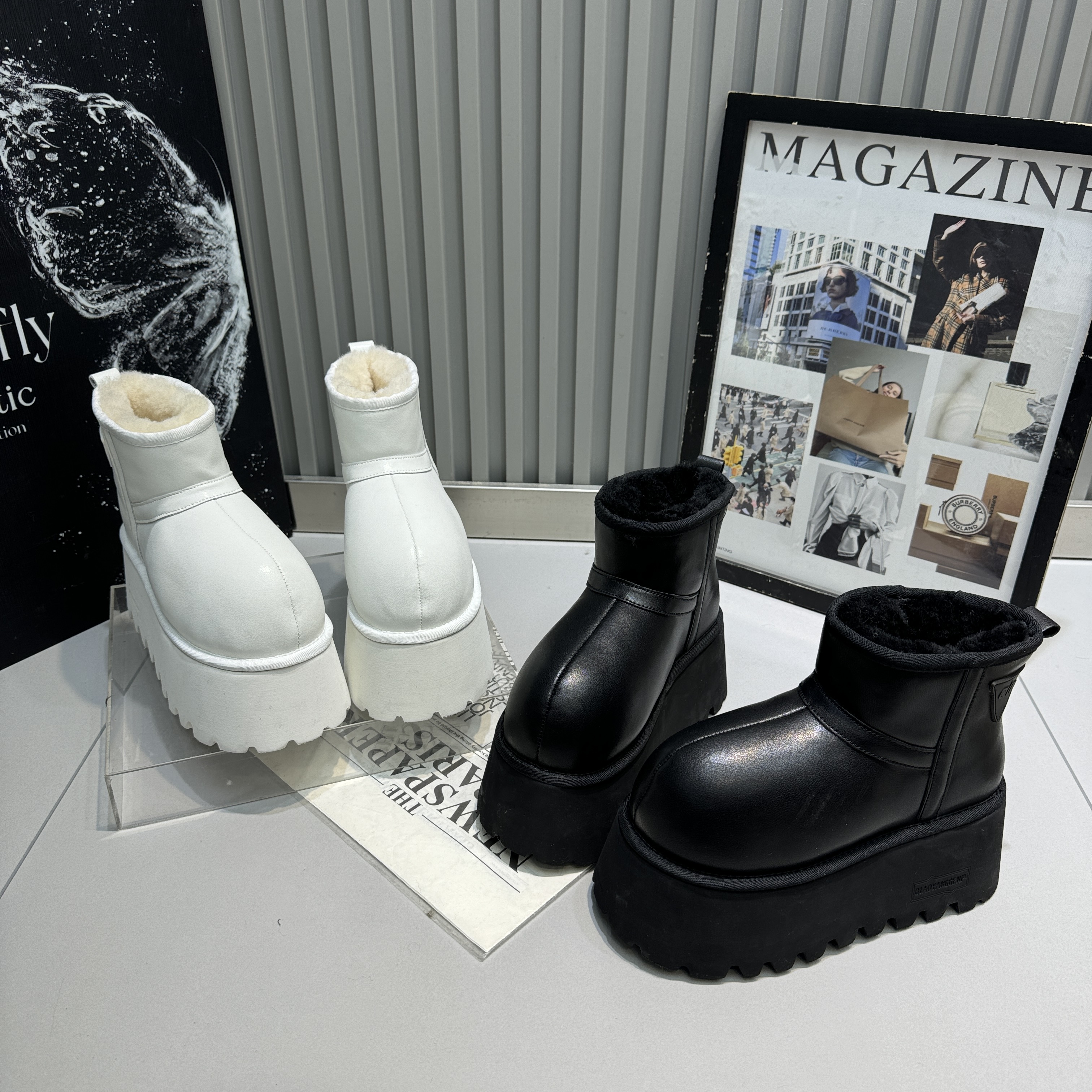 卡皮巴拉2025新款磨砂真皮平底内增高羊羔毛毛秋冬百搭女鞋雪地靴