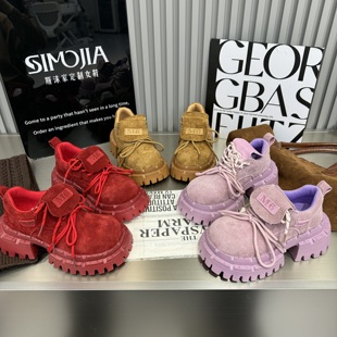 单鞋 2026早春新款 百搭休闲厚底增高四季 勃肯鞋 女 磨砂真皮纯皮时尚