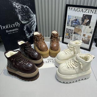 卡皮巴拉2025新款 雪地靴 真皮厚底增高女秋冬复古百搭休闲短靴女鞋