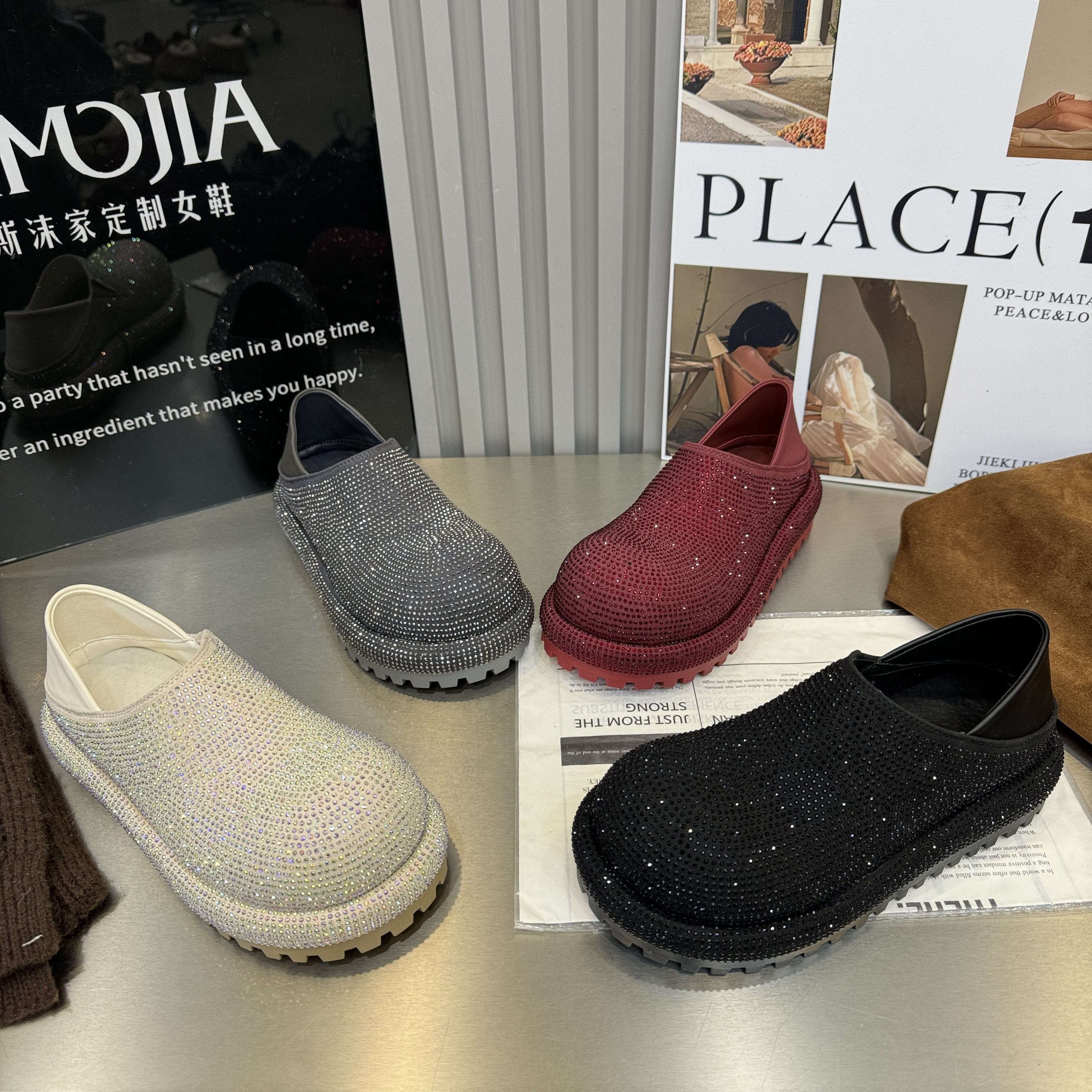 2026春季新款真皮水钻亮钻厚底增高百搭休闲女鞋乐福鞋豆豆鞋单鞋,女鞋,乐福鞋（豆豆鞋）,淘宝优惠券,粉丝福利购,淘宝优惠卷