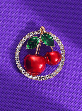 新款可爱樱桃水果胸针简约小众设计感防走光领针夏季开衫配饰别针