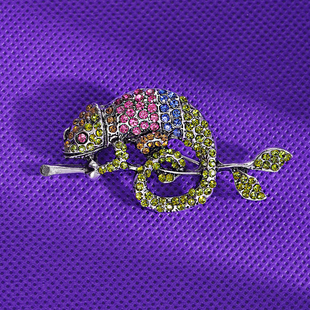 个性 大衣别针胸花饰品 创意合金镶钻变色龙胸针高级感百搭动物服装