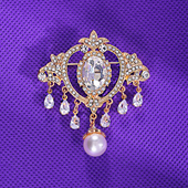 欧美复古宫廷风珍珠水钻流苏吊坠胸针简约时尚 百搭开衫 防走光别针