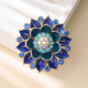 高级感立体蓝莲花胸针合金水钻复古国风珐琅旗袍配饰胸花领针批发
