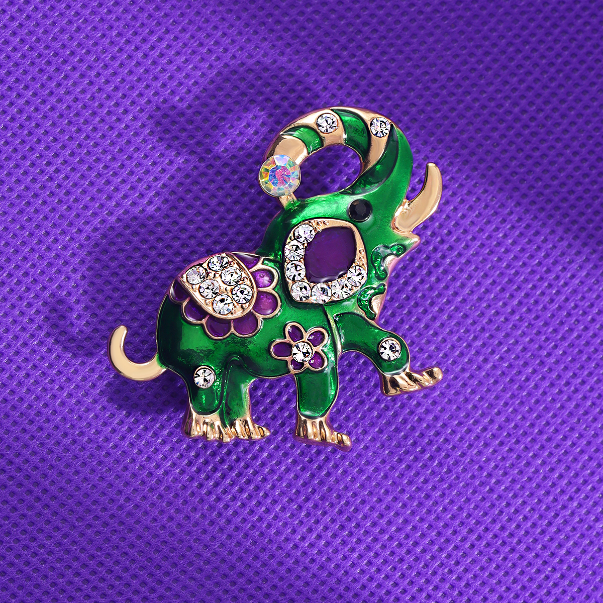 新款民族风大象胸针合金水钻彩色滴油小象西装外套大衣别针胸花