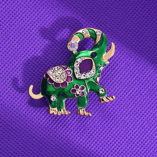 新款 外套大衣别针胸花 民族风大象胸针合金水钻彩色滴油小象西装