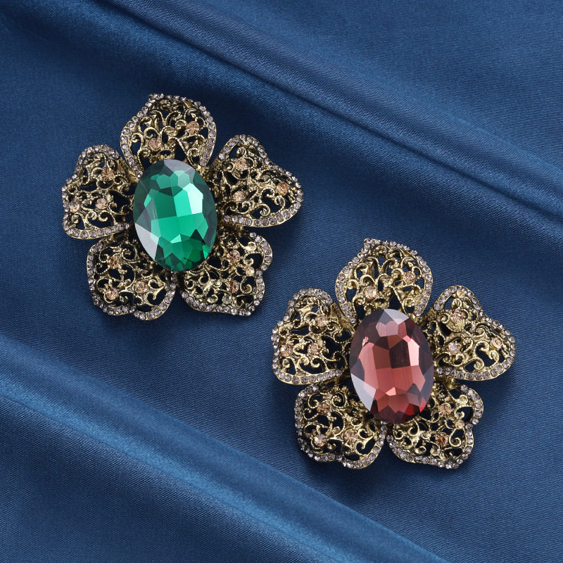 欧美复古时尚玻璃花朵胸针奢华气质高级感西装大衣配饰胸花别针女,饰品/流行首饰/时尚饰品新,胸针,淘宝优惠券,粉丝福利购,淘宝优惠卷