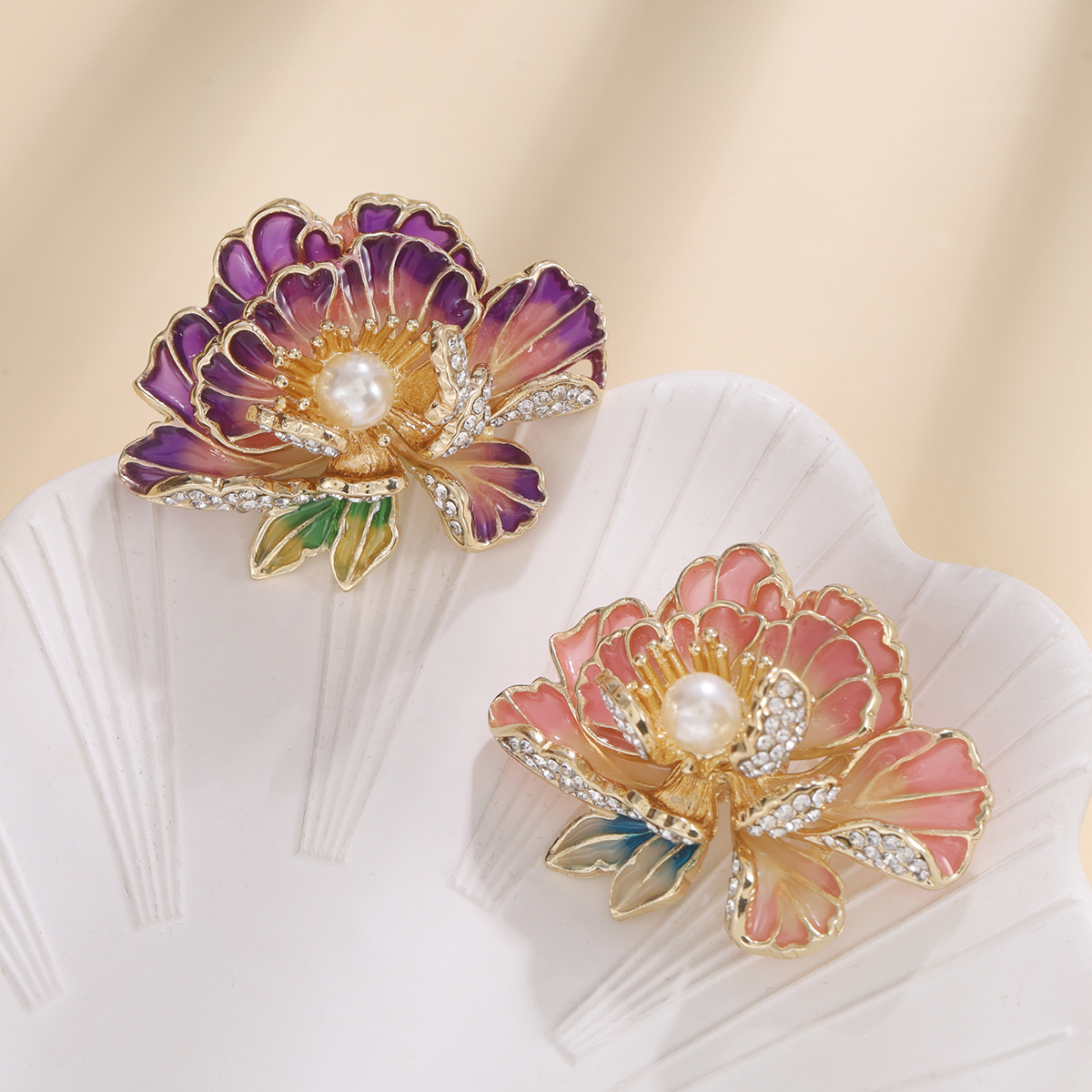 国风牡丹花胸针优雅气质花开富贵高档女精致汉服旗袍领针配饰品