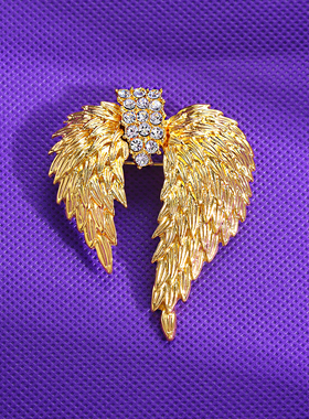 复古创意金色翅膀胸针高档男士西装大衣配饰胸花优雅大气饰品别针