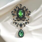 复古宫廷风玻璃吊坠胸针气质奢华西装 大衣配饰别针高档礼服胸花