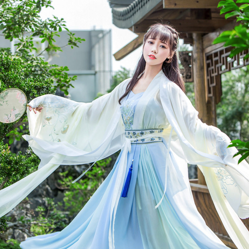 云锦汉服女成人原创魏晋风传统绣花大袖衫对襟刺绣齐腰襦裙新款