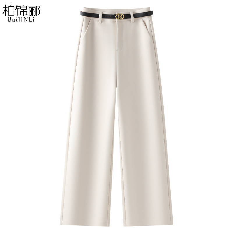 白色西装休闲裤女2025新款夏季高级感宽松直筒裤高腰显瘦九分裤子