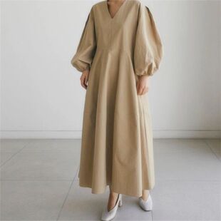 过膝衬衫裙打底衫娃娃裙长连衣裙日系休闲宽松学生灯笼袖2023大码