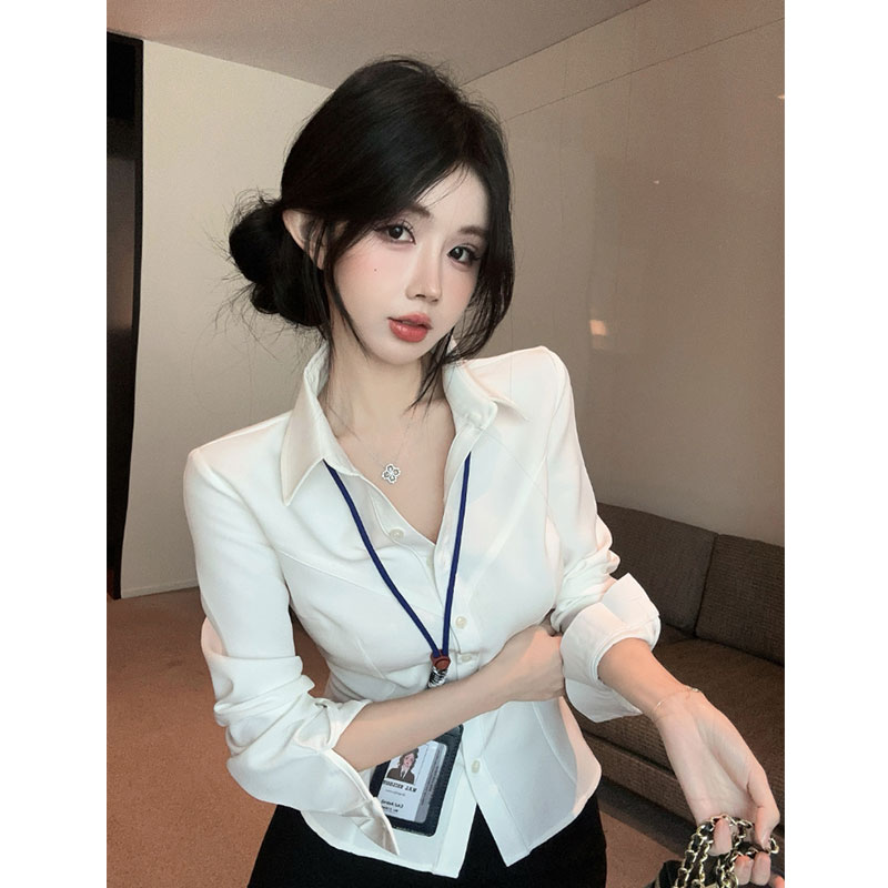 2025秋季新款长袖修身性感紧身衬衫OL制服职业工作服百搭裙裤套装