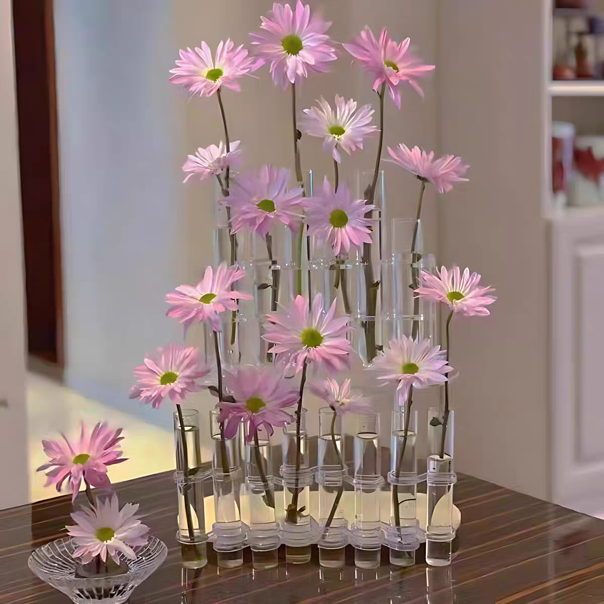试管花瓶玻璃透明花架摆件客厅轻奢鲜花玫瑰绿萝水培器皿插花创意