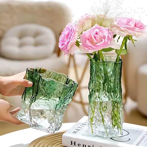 玻璃花瓶宽口插花器水培客厅摆件