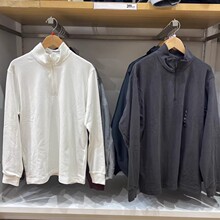 日系秋冬男女情款柔滑弹力摇粒绒半拉链套头衫休闲长袖卫衣473141