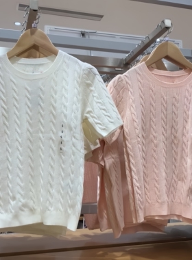 日系秋季女装纽花圆领针织衫短袖休闲时尚百搭亲肤舒适毛衣471611