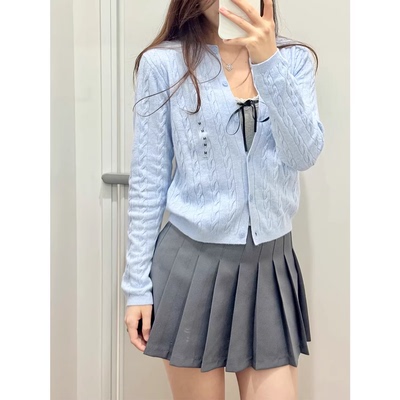 女装纽花圆领针织开衫毛衣外套空调衫通勤秋冬新款488123/481477