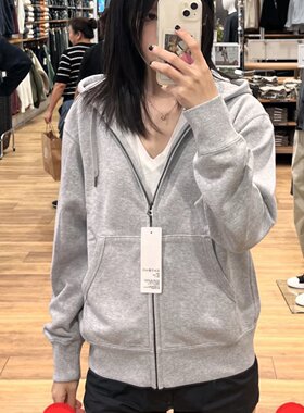 男女慵懒风连帽拉链运动开衫长袖卫衣休闲宽松外套475380 479800