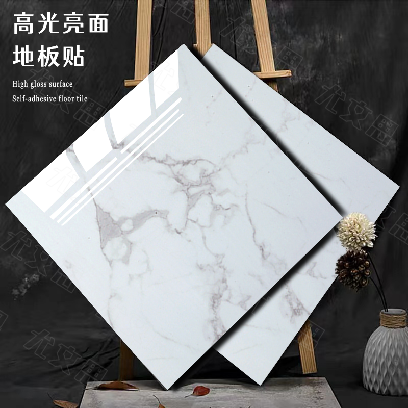 新款pvc板材自粘地板贴仿瓷砖800x800加厚地垫铺地出租屋地板修补