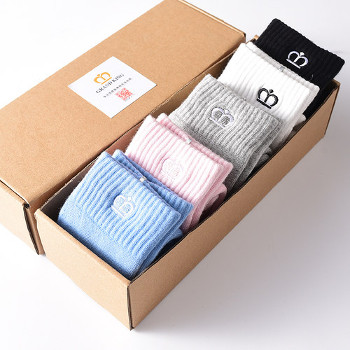 欧迈青纯棉保暖加厚毛圈中筒女袜