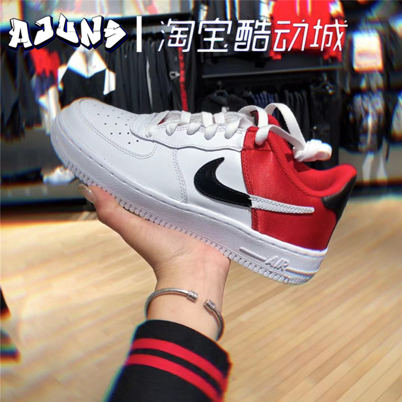 Nike/耐克 AIR FORCE1 AF1黑白红丝绸断钩板鞋女CK0502-600-100 运动鞋new 运动休闲鞋 原图主图