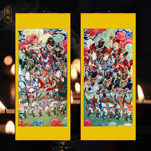 东八神将西八神将画像天兵天将挂画神仙卷轴画道场法坛供奉水陆画