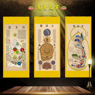 白云观高清黄帝内景图内经图修真图火候图挂画养生心性图卷轴