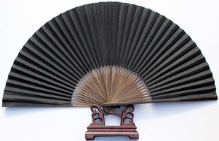 仙宝传统绍兴黑纸扇子毛全本黑纸扇子 手工工艺折扇