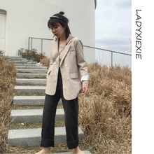 宽松小西服2019网红学生英伦风春秋 韩国休闲杏色西装 外套女韩版