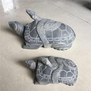 石雕玄武摆件镇宅石头蛇盘龟四神兽青龙白虎朱雀青石石头玄武摆件