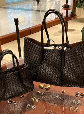 B家牛皮手工编织真皮女包Pinacoteca小号手提包欧洲站单肩购物袋