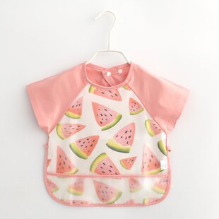 夏季 女童围裙防脏护衣 宝宝吃饭罩衣儿童防水反穿衣婴儿围兜薄款