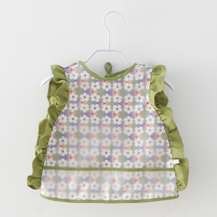 宝宝夏季 吃饭防水罩衣婴儿外穿防脏反穿衣女童幼儿园画画围兜 无袖