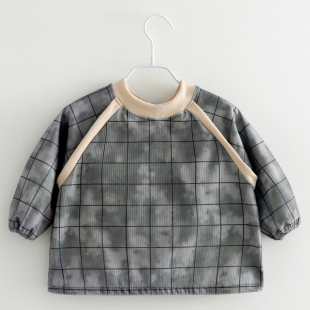 儿童防水围兜宝宝罩衣幼儿园吃饭反穿衣护衣婴儿新款 防脏罩衣 长袖