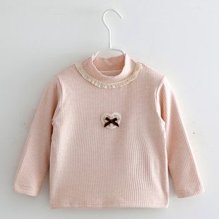 秋冬儿童洋气内搭纯棉上衣女宝宝打底衫 保暖婴儿加厚T恤秋衣 长袖